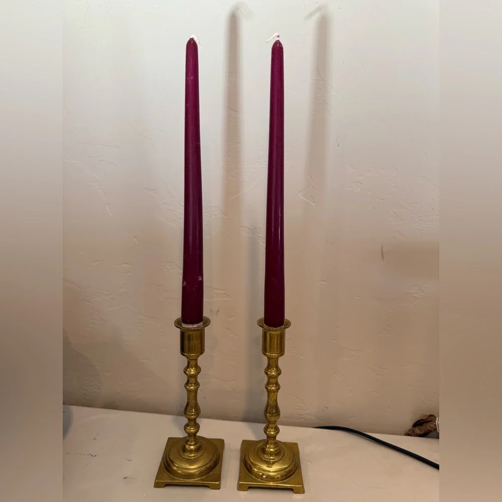 Pair of Vintage‎ Brass Candle Sticks Taper Holders 7